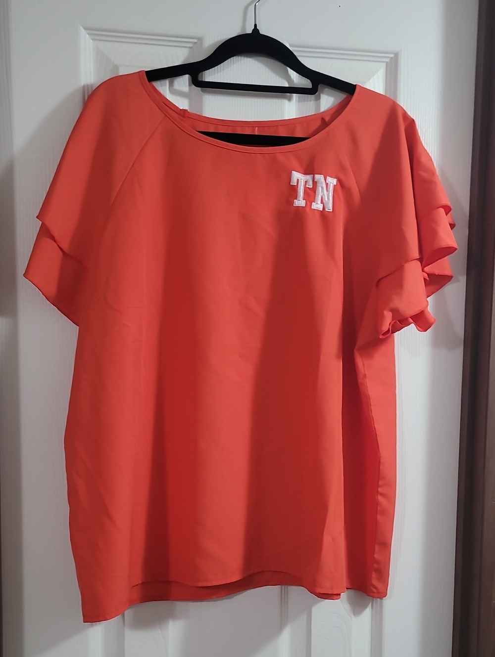 Elby Designs TN Embroidered Ruffle Sleeve Top - Orange